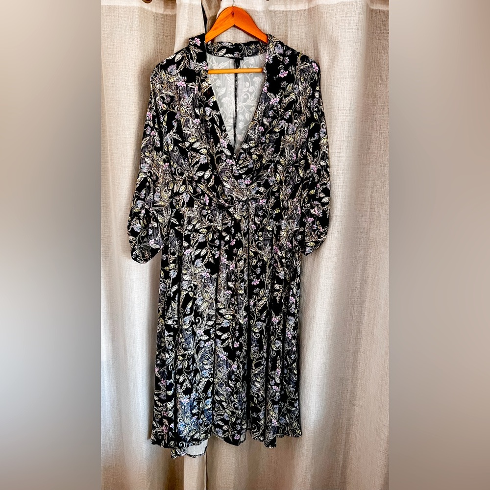 Torrid Midi Studio Crepe De Chine Collared Shirt Dress